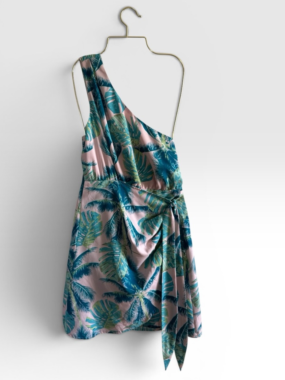 Cupshe Small One-Shoulder Palm Print Mini Dress